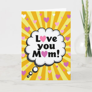 Cartão de Arte Corações Amo Você Mamãe