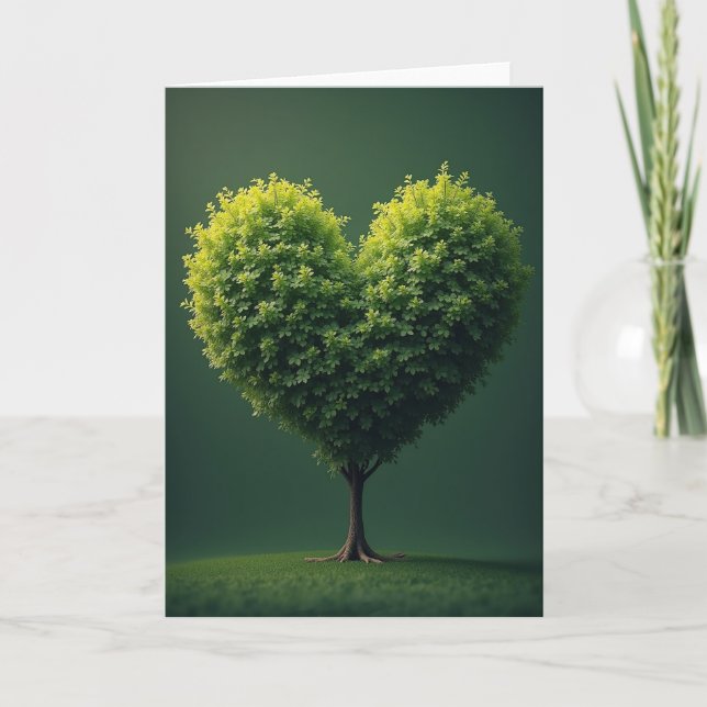 Cartão de Arte da Árvore do Coração da Natureza (Frente)