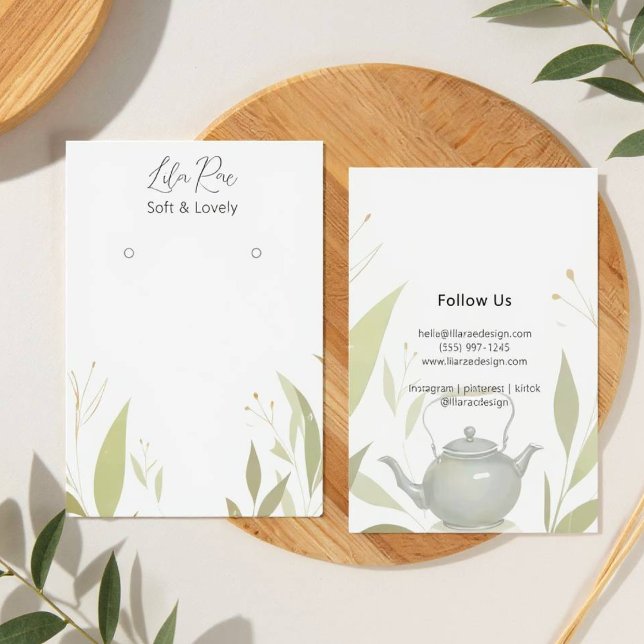 Cartão de Arte da Chaleira com Folhagem Chic Neutr (Kettle Foliage Design)