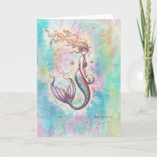 Cartão de Arte da Sereia Arco-Íris por Molly Harri