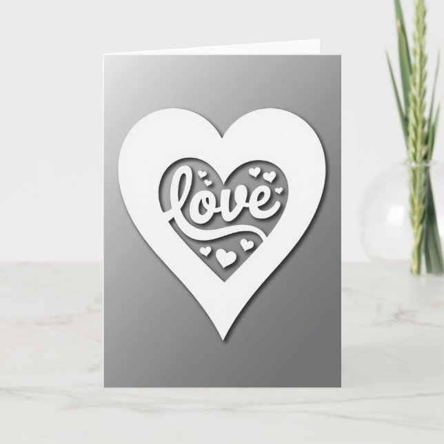 Cartão de Arte de Amor com Coração Branco (Frente)