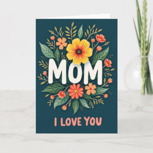 Cartão de Arte de Amor Floral para Mamãe