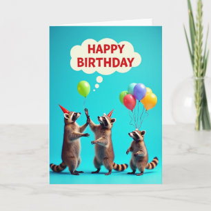 Cartão de Arte de Aniversário de Guaxinim