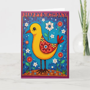 Cartão de Arte de Aniversário do Pássaro Doce