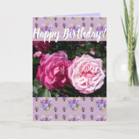 Cartão de arte de aniversário floral com flor de r