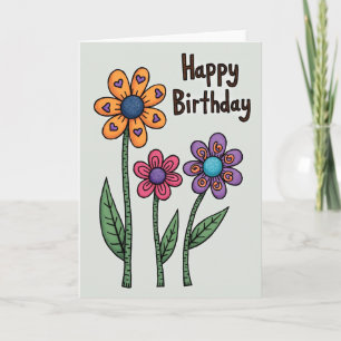 Cartão de Arte de Aniversário Otimista
