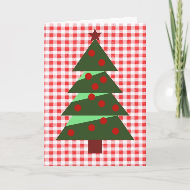 Cartão de Arte de Árvore de Natal em Estilo Fazend (Frente)
