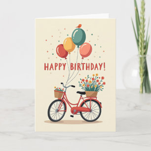 Cartão de Arte de Bicicleta de Aniversário