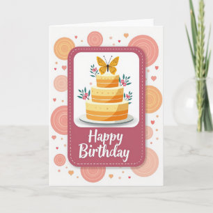 Cartão de Arte de Bolo de Aniversário Doce