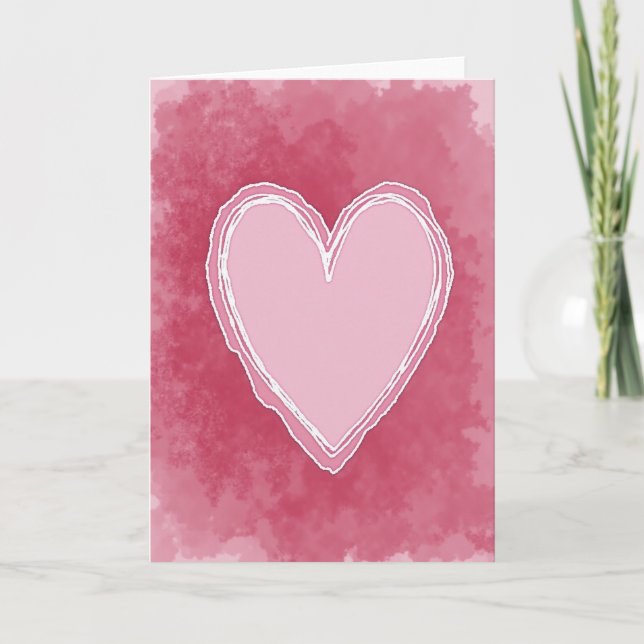Cartão de Arte de Coração Romântico Rosa (Frente)
