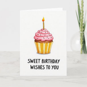 Cartão de Arte de Cupcake de Aniversário Doce