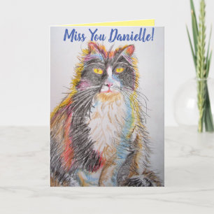 Cartão de Arte de Desenho de Gatos Fofos de Tuxedo