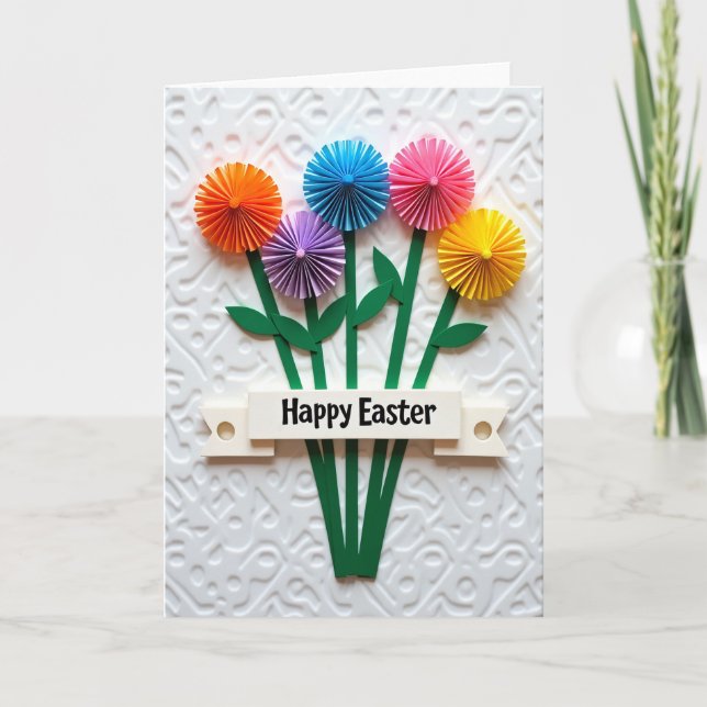 Cartão de Arte de Flor da Páscoa Feliz (Frente)