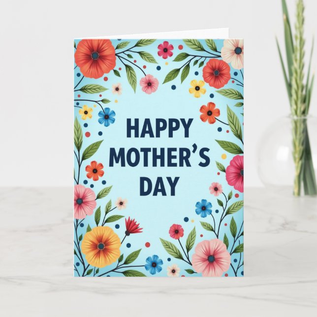 Cartão de Arte de Flores do Dia das Mães (Frente)