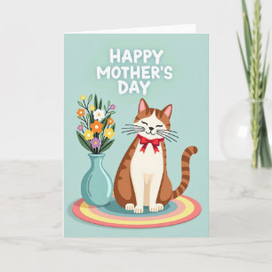 Cartão de Arte de Gato Dia das Mães Doce