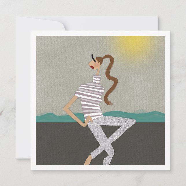 Cartão de Arte de Ilustração de Moda de Férias Gre (Frente)