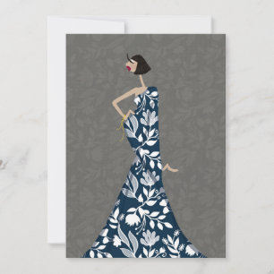 Cartão de Arte de Ilustração de Moda de Florais Az