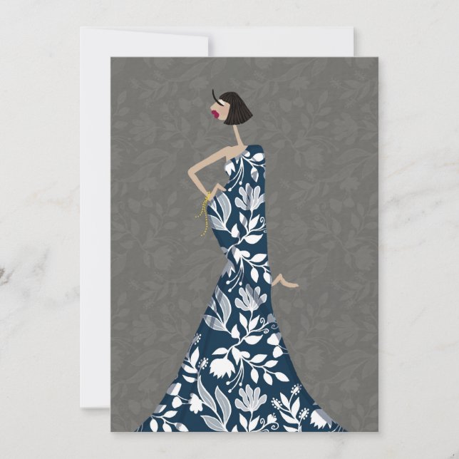 Cartão de Arte de Ilustração de Moda de Florais Az (Frente)