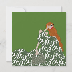 Cartão de Arte de Ilustração de Moda Floral Femini