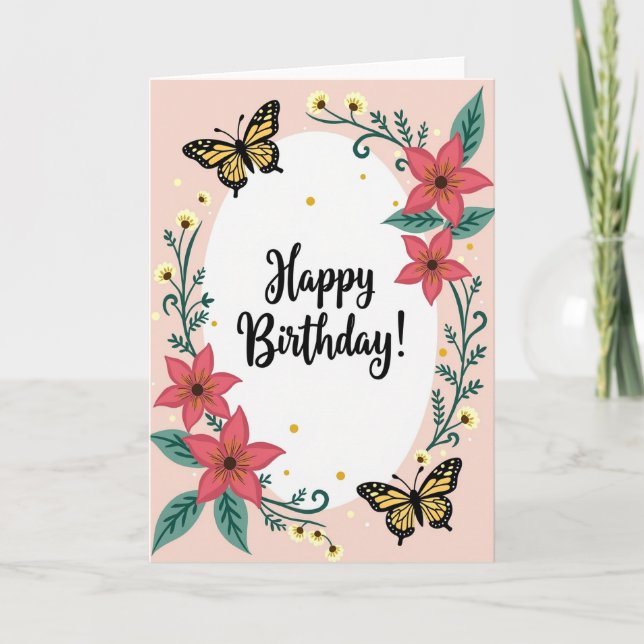 Cartão de Arte de Inseto de Aniversário Doce (Frente)
