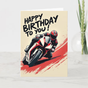 Cartão de Arte de Moto de Aniversário Veloz