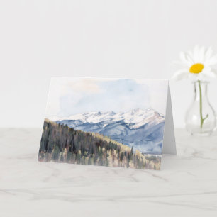 Cartão de Arte de Paisagem de Montanhas Nevadas e 