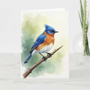 Cartão de Arte de Pássaro em Aquarela