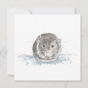 Cartão de arte de rato quadrado