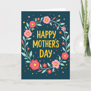 Cartão de Arte Dia das Mães Alegre