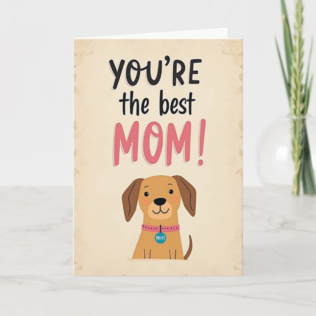 Cartão de Arte do Cachorro da Melhor Mãe Querida (Frente)