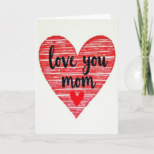 Cartão de Arte do Coração Amo Você Mamãe