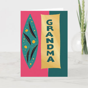 Cartão de Arte do Dia das Avós Verde Azulado