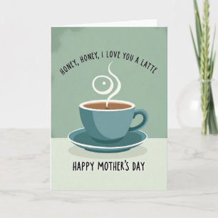 Cartão de Arte do Dia das Mães com Café