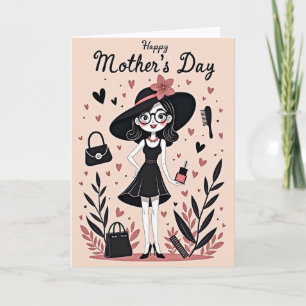 Cartão de Arte do Dia das Mães com Estilo