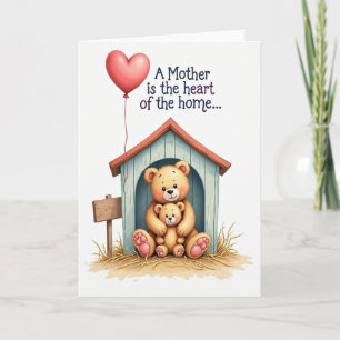 Cartão de Arte do Dia das Mães Cozy Bear
