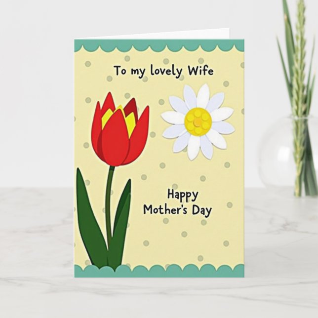 Cartão de Arte do Dia das Mães para Esposa Querida (Frente)