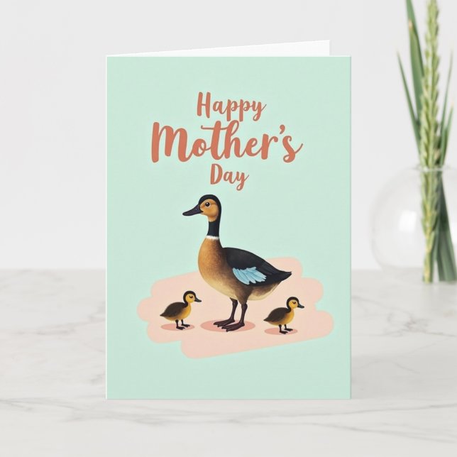 Cartão de Arte do Dia das Mães Pato (Frente)