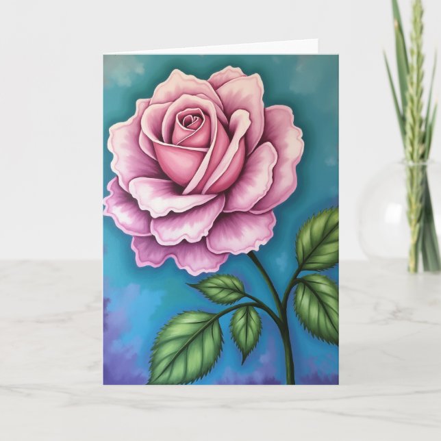 Cartão de Arte do Dia das Mães Rosa (Frente)
