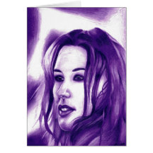 Cartão de Arte do Retrato da Mulher Púrpura