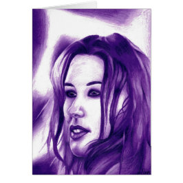 Cartão de Arte do Retrato da Mulher Púrpura