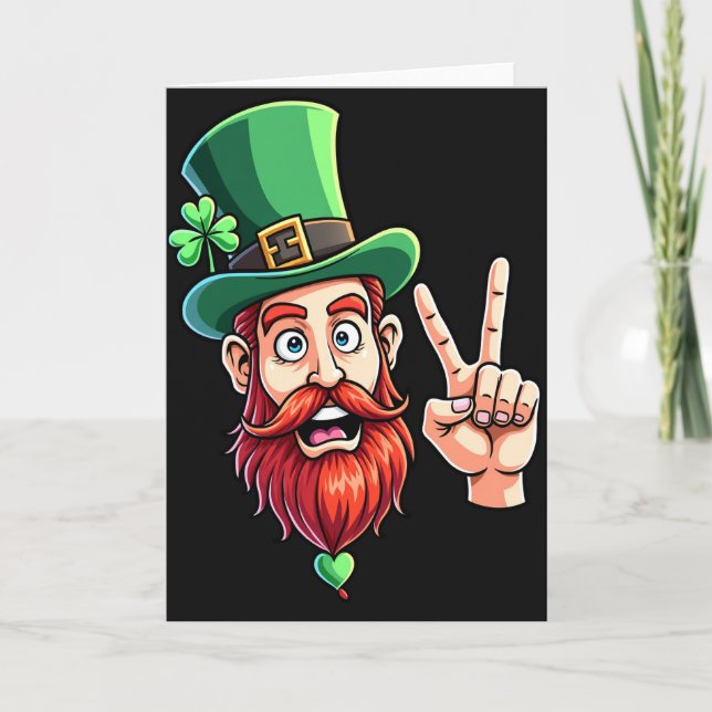 Cartão de Arte do Sorriso do Leprechaun Sortudo (Frente)