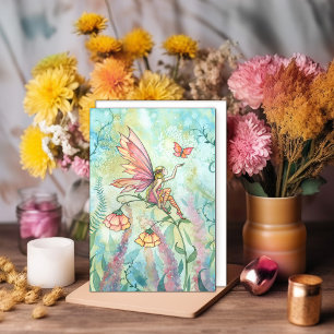 Cartão de Arte em Aquarela Borboleta Fada