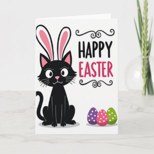 Cartão de Arte Felina da Páscoa Feliz