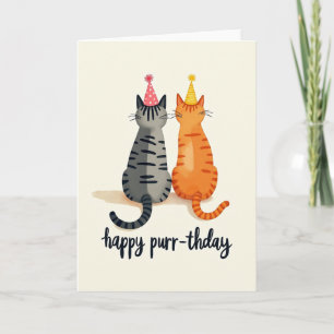 Cartão de Arte Felina de Aniversário Divertido