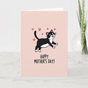 Cartão de Arte Felina do Dia das Mães Feliz