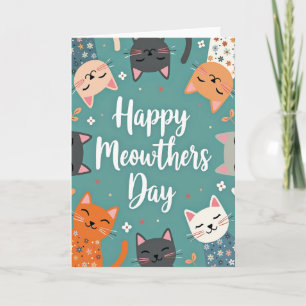 Cartão de Arte Felina do Dia das Mãezinhas
