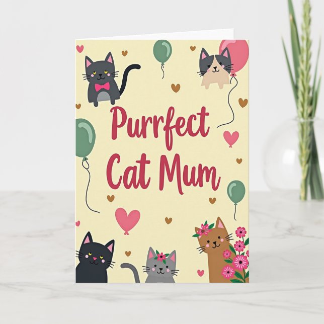 Cartão de Arte Felina Mãe Perfeita (Frente)