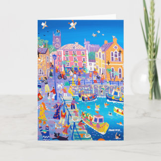 Cartão de Arte Felizes Festas, Fowey por John Dyer