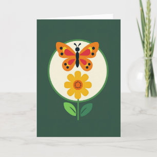 Cartão de Arte Floral com Inseto Pontilhado