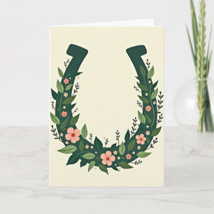 Cartão de Arte Floral da Ferradura da Sorte